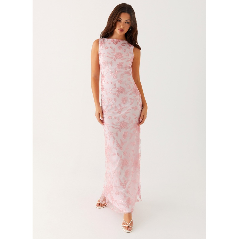 Moorey High Neck Maxi Dress – Pink Pink US 0