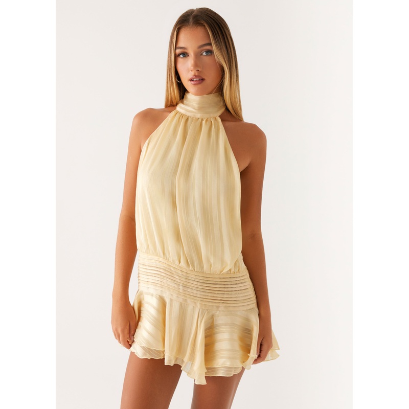 Willow Chiffon Mini Dress – Yellow Yellow US 0