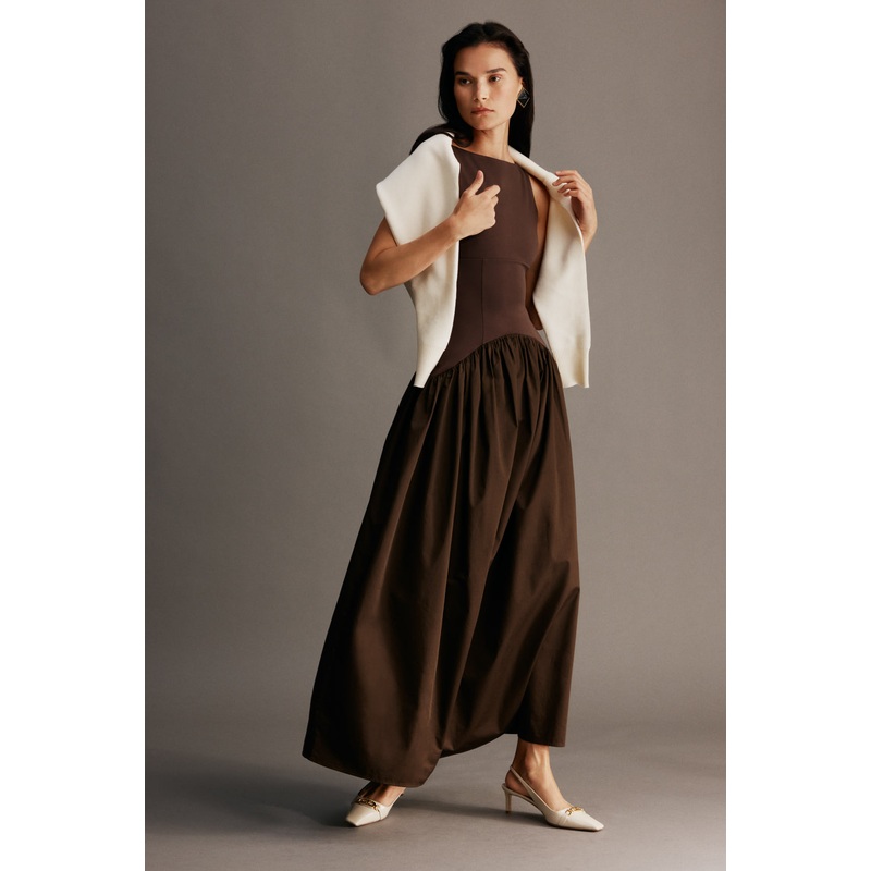 Acacia Contrast Sleeveless Maxi Dress – Chocolate XXS