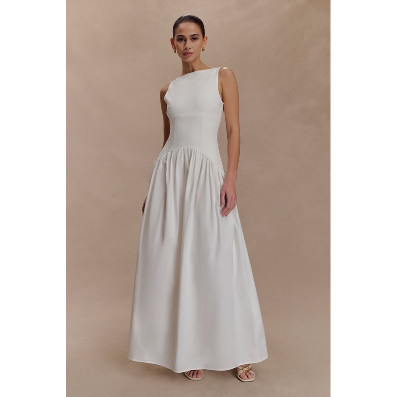Acacia Contrast Sleeveless Maxi Dress – White XXS