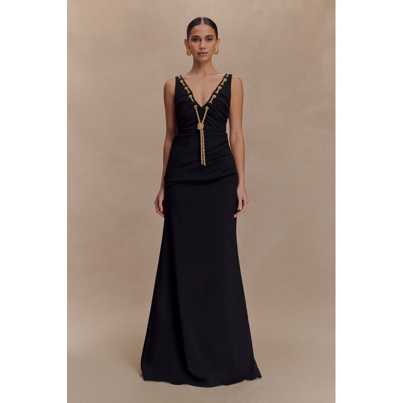 Axton Low Neck Maxi Dress – Black XXS