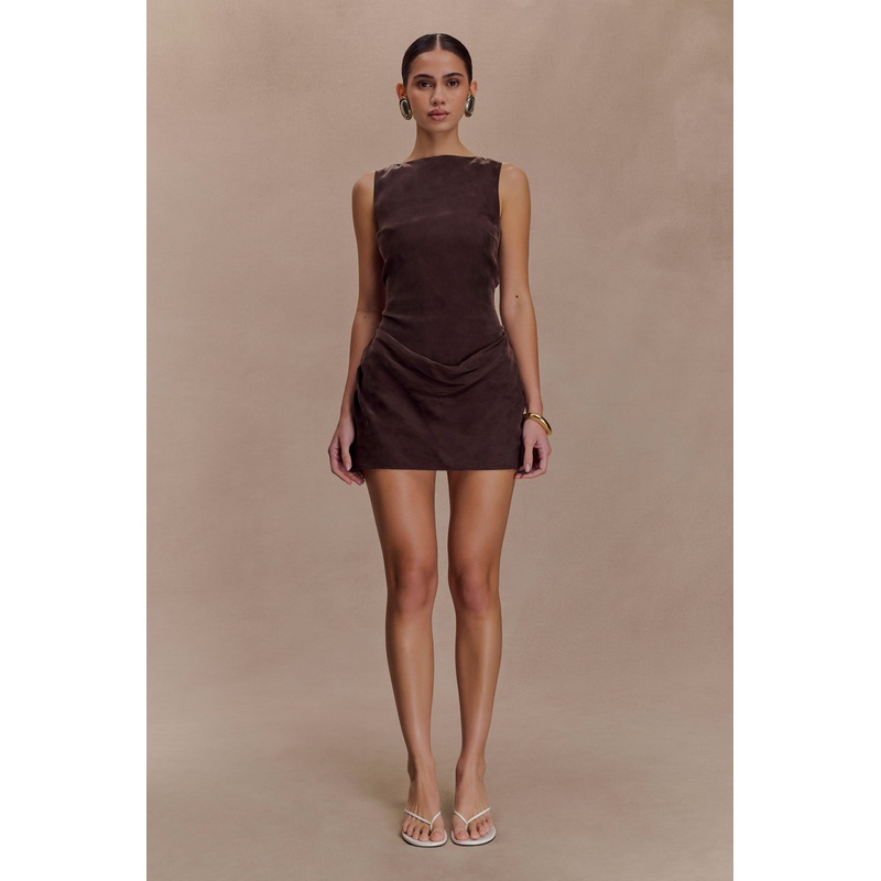 Bexley Draped Mini Dress – Dark Chocolate XXS