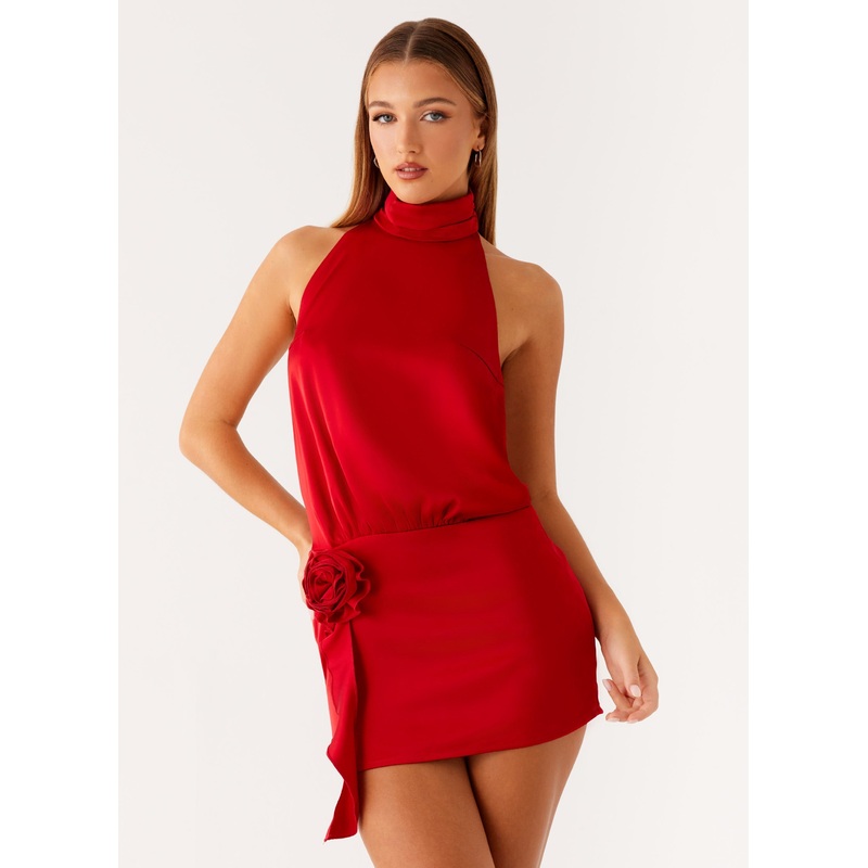 Birdie Halterneck Mini Dress – Red Red US 0