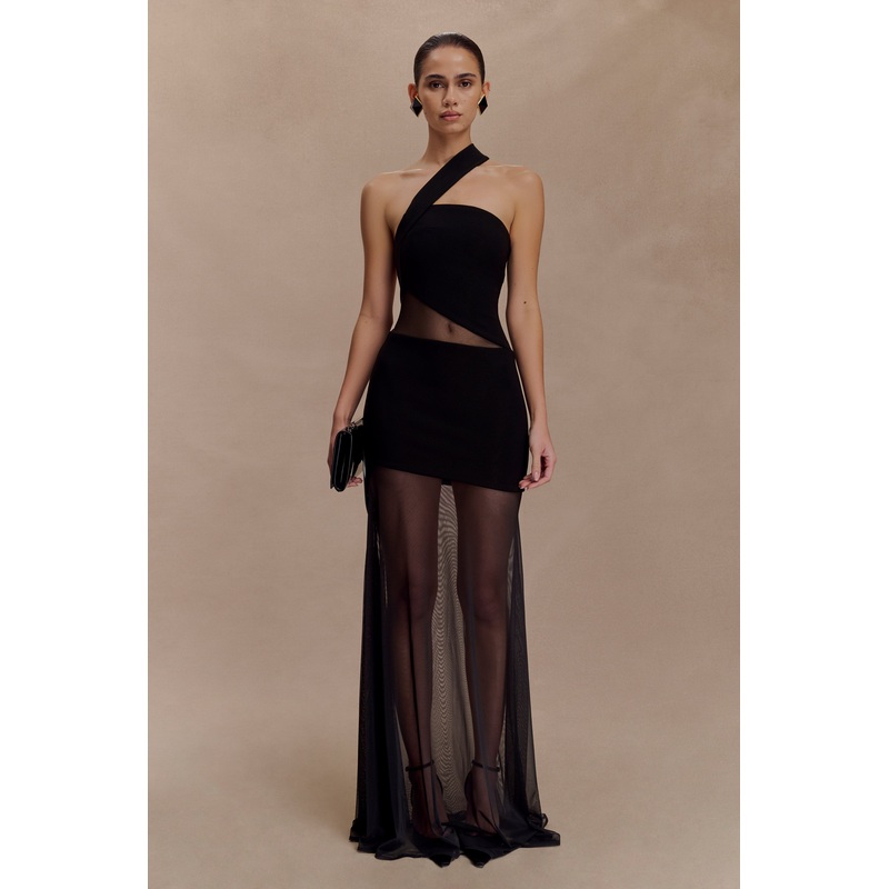 Vashti Cut Out Mesh Maxi Dress – Black XXS