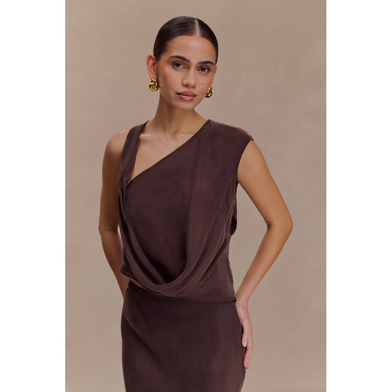 Violeta Asymmetric Top – Dark Chocolate XXS