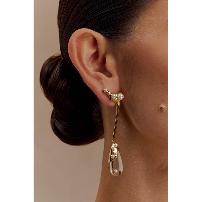 Adelaide Pearl Drop Earrings – Gold One Size
