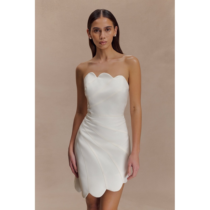 Atenea Satin Mini Dress – White XXS