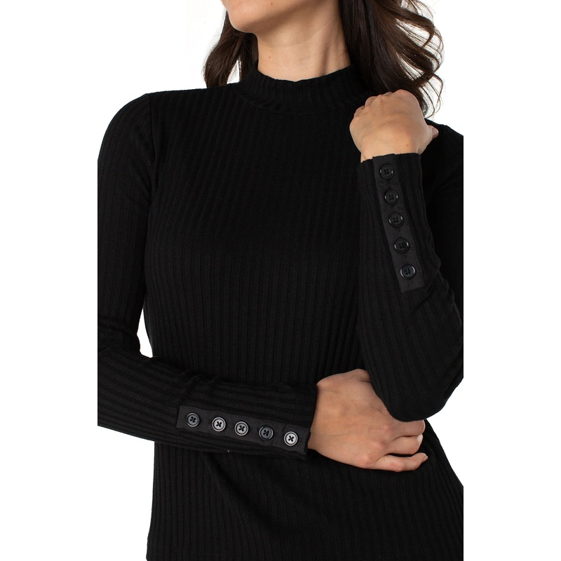 Mock Neck Knit Top XSmall Black