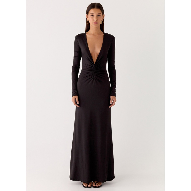 Palm Haze Maxi Dress – Black Black US 0