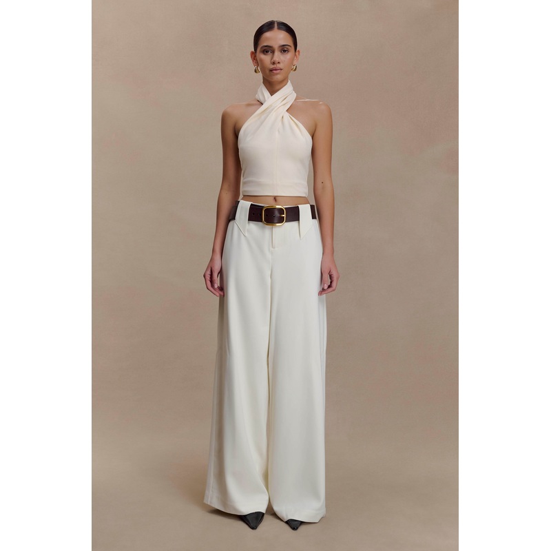 Arlo Wide Leg Suiting Trouser – Ivory XXS