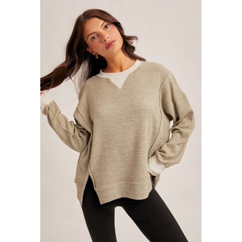 Brush Thermal Crew Neck Oversized Pullover – Olive Olive Small