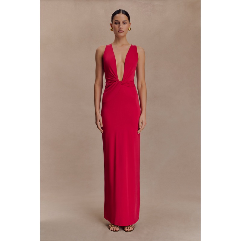 Stella Draped Slinky Maxi Dress – Fuchsia Pink XXS