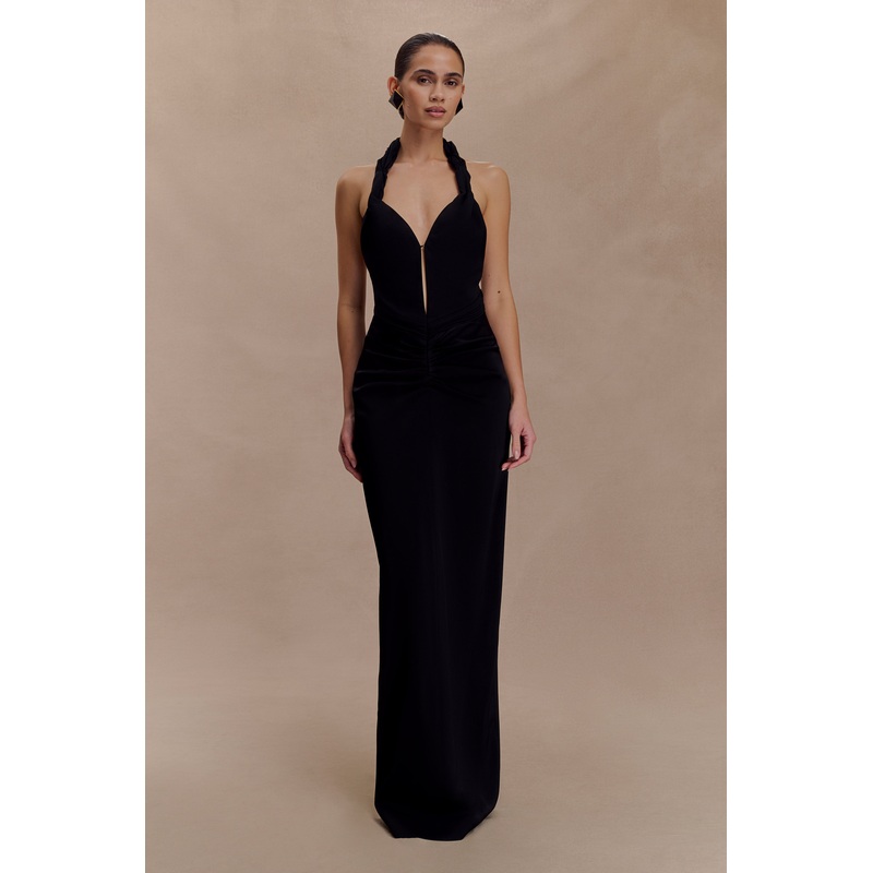 Vivianne Low Neck Maxi Dress – Black XXS
