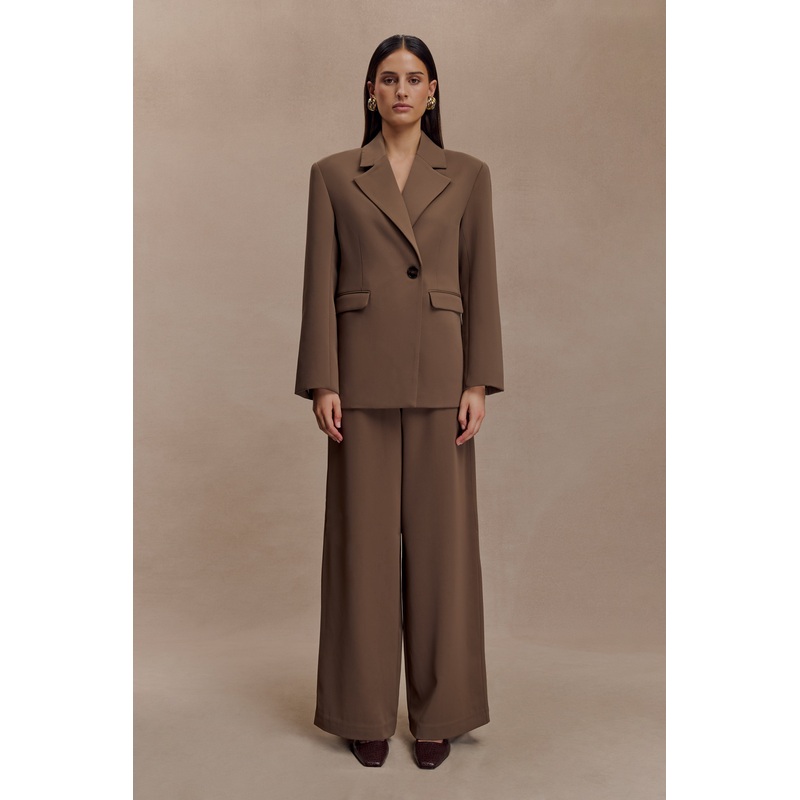 Arlo Wide Leg Suiting Trouser – Cacao Brown XXS