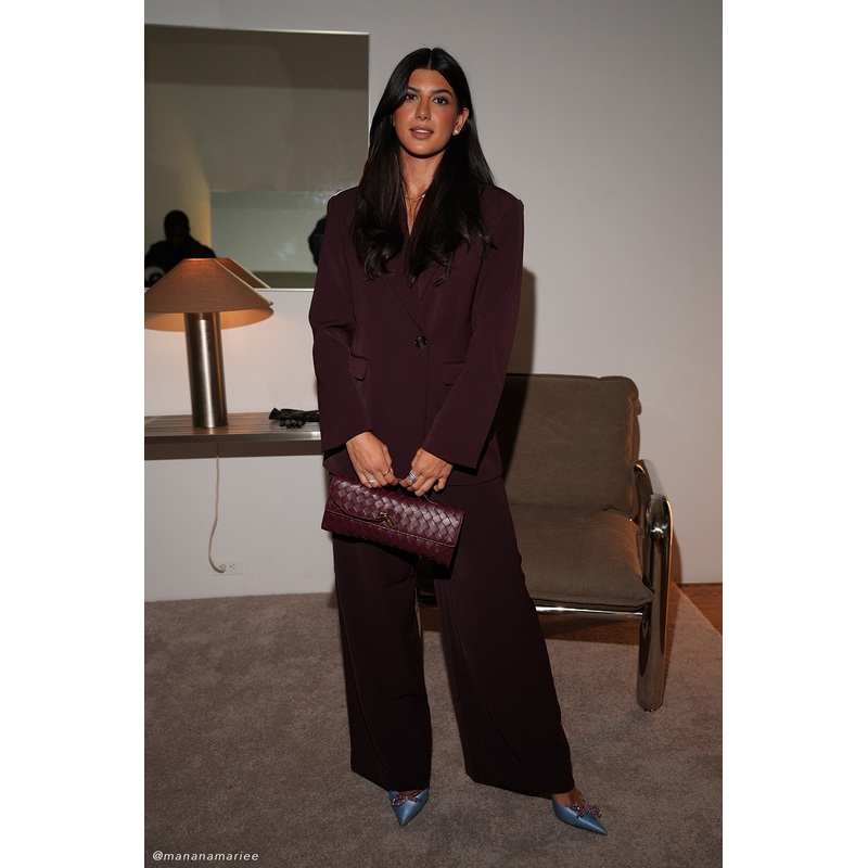 Arlo Wide Leg Suiting Trouser – Mahogany XXS