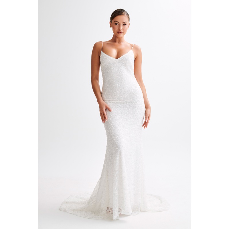 Catalina Pearl Beaded Wedding Gown – White XXS