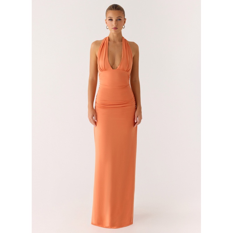 Ilaria Halter Maxi Dress – Apricot Apricot US 0