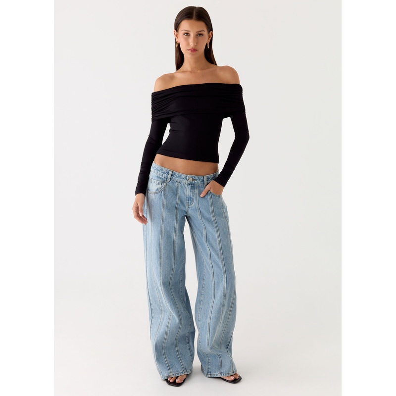 Johnny Low Rise Wide Leg Jeans – Light Blue Wash Light Blue Wash US 0