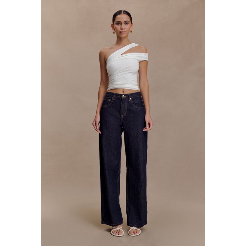 Anna One Shoulder Modal Top – White XXS