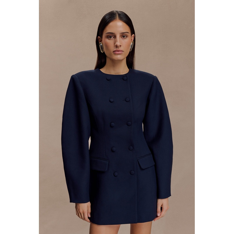 Beatrice Blazer Mini Dress – Navy XXS