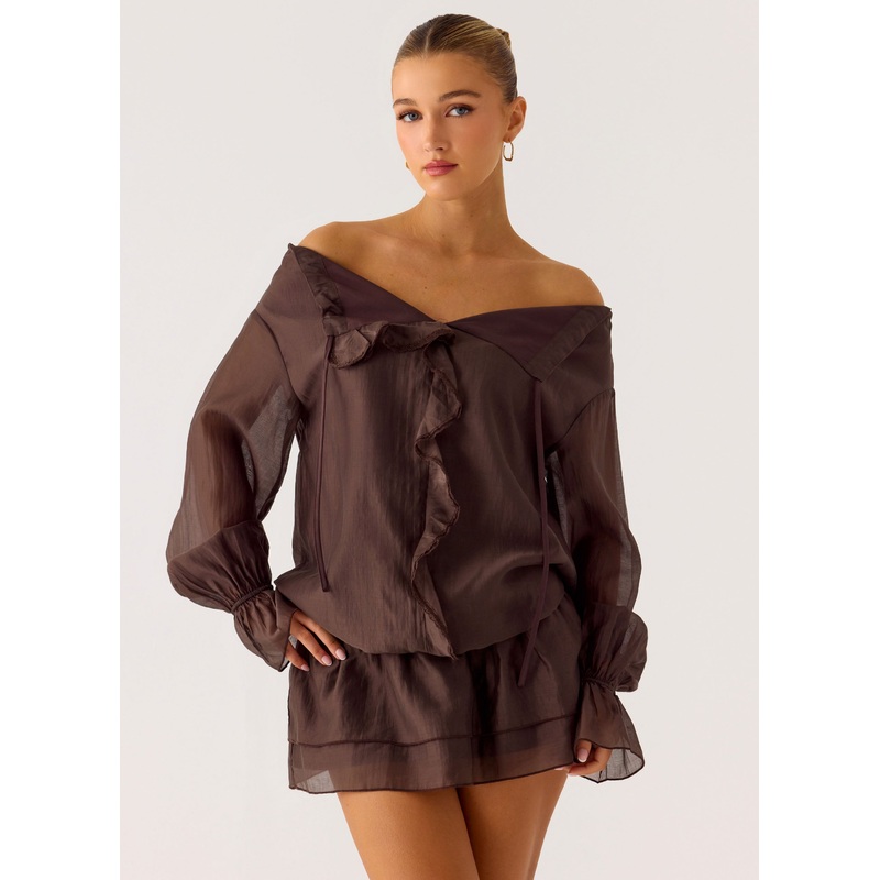 Elris Drop Waist Mini Dress – Cool Chocolate Cool Chocolate US 0