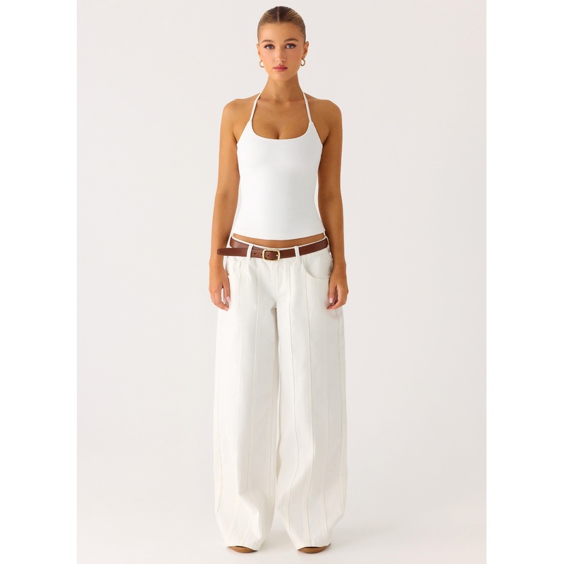 Johnny Low Rise Wide Leg Jeans – White White US 0