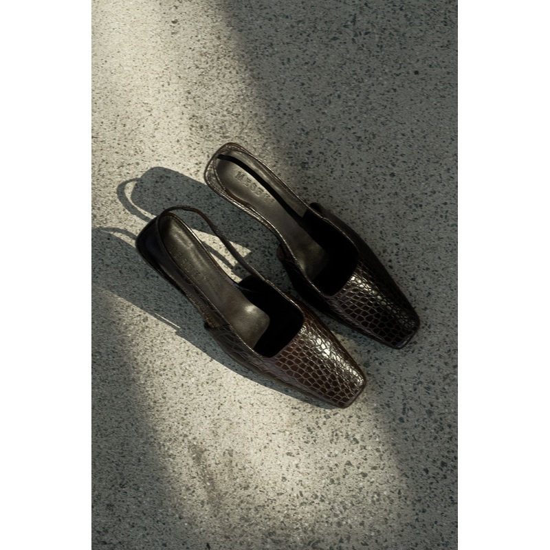 Maren Faux Leather Crocodile Heel – Chocolate 35