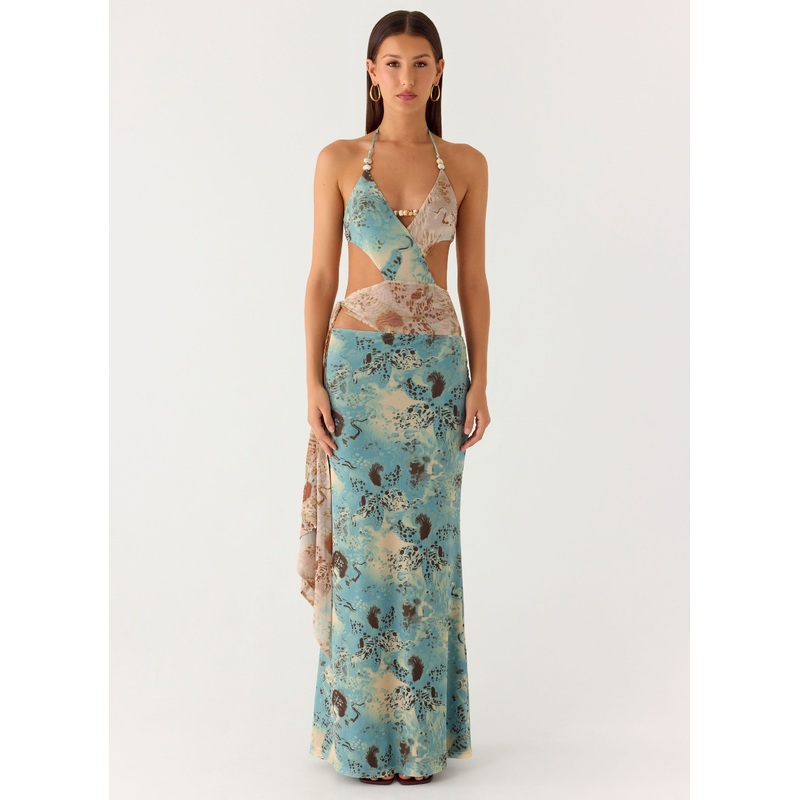 Rebel Beaded Maxi Dress – Aqua Blur Aqua Blur US 0