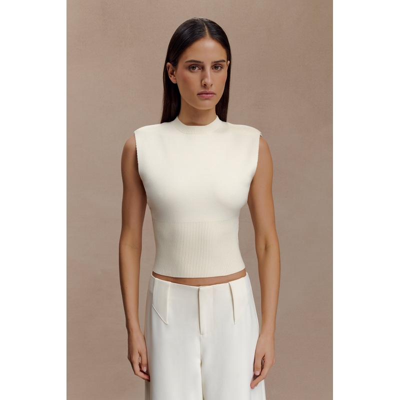 Sharpay Sleeveless Knit Top – Ivory XXS