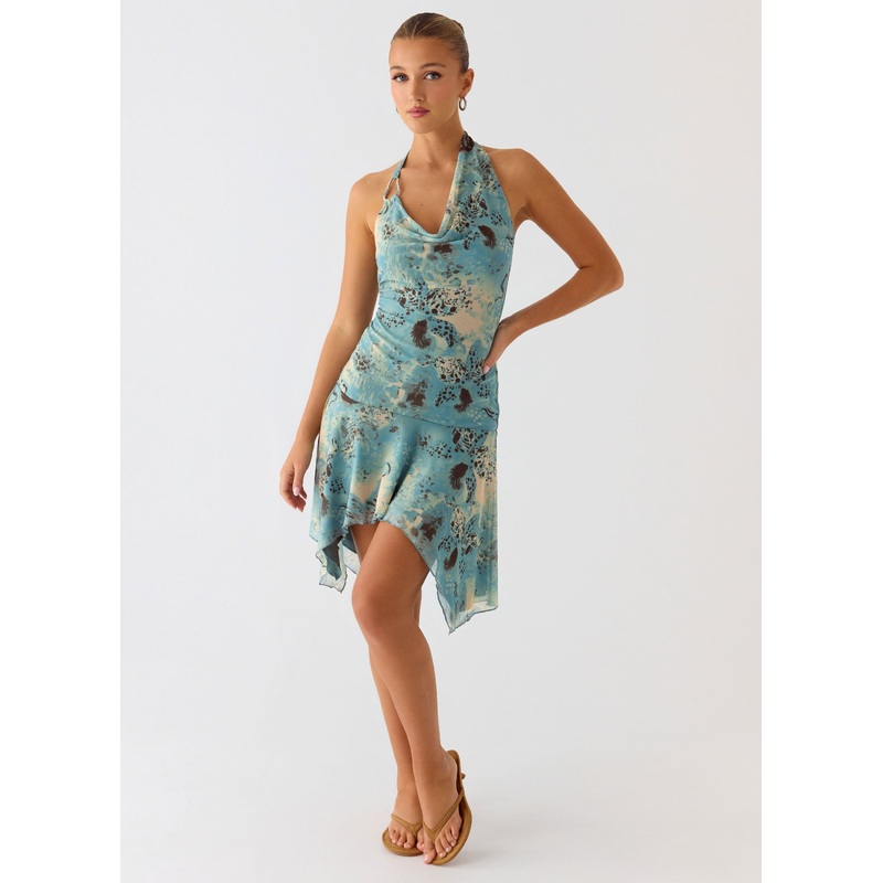 Bad Alive Halter Hanky Mini Dress – Aqua Blur Aqua Blur US 0