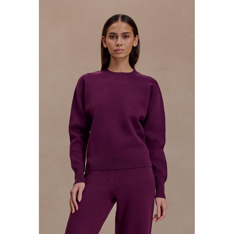 Braxton Cozy Knit Jumper – Plum XXS