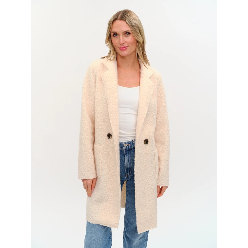 Faux Shearling Long Coat Tan XSmall