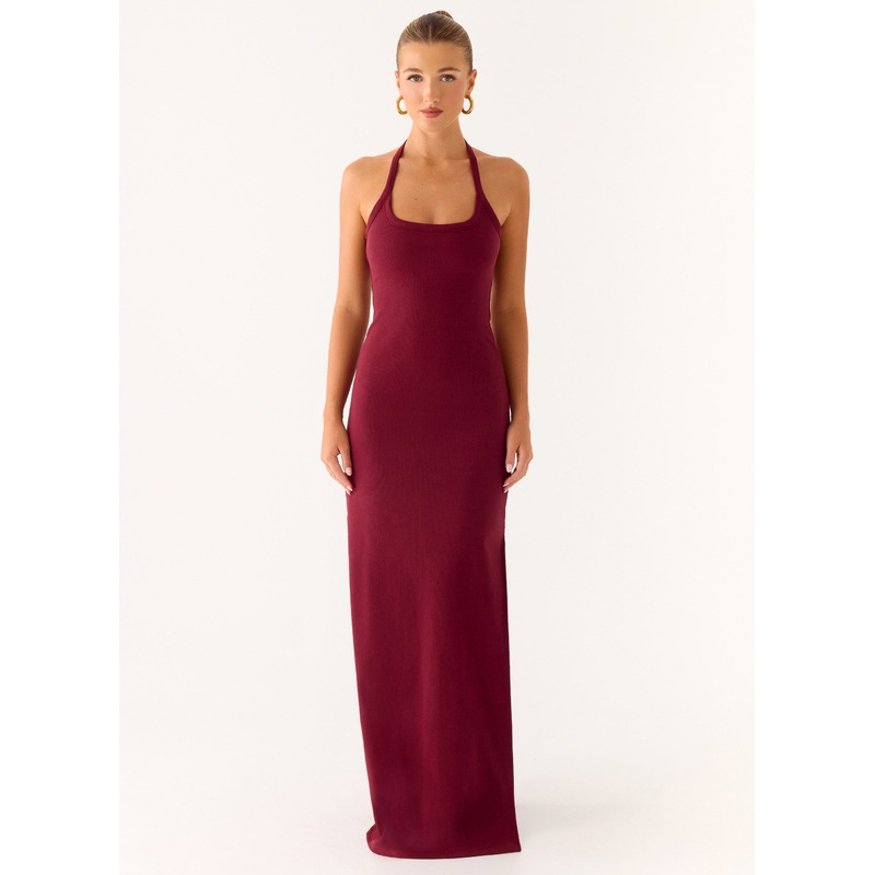 Kill This Love Ribbed Maxi Dress – Dark Cherry Dark Cherry US 0