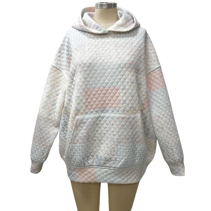 Shades Of Blue Quilted Pastel Hoodie Blue XSmall