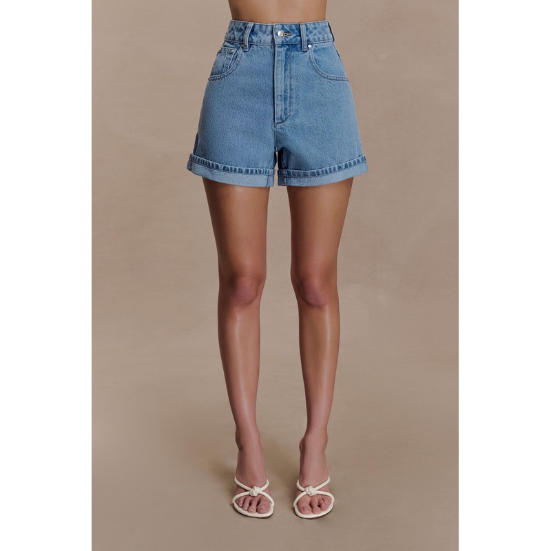 Carlene Cuffed Denim Shorts – Classic Blue 22