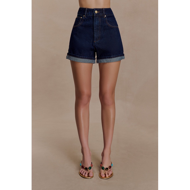 Carlene Cuffed Denim Shorts – Indigo Blue 22