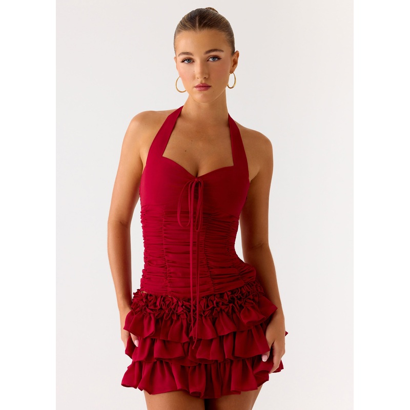 Someone Else Halter Top – Dark Cherry Dark Cherry US 0