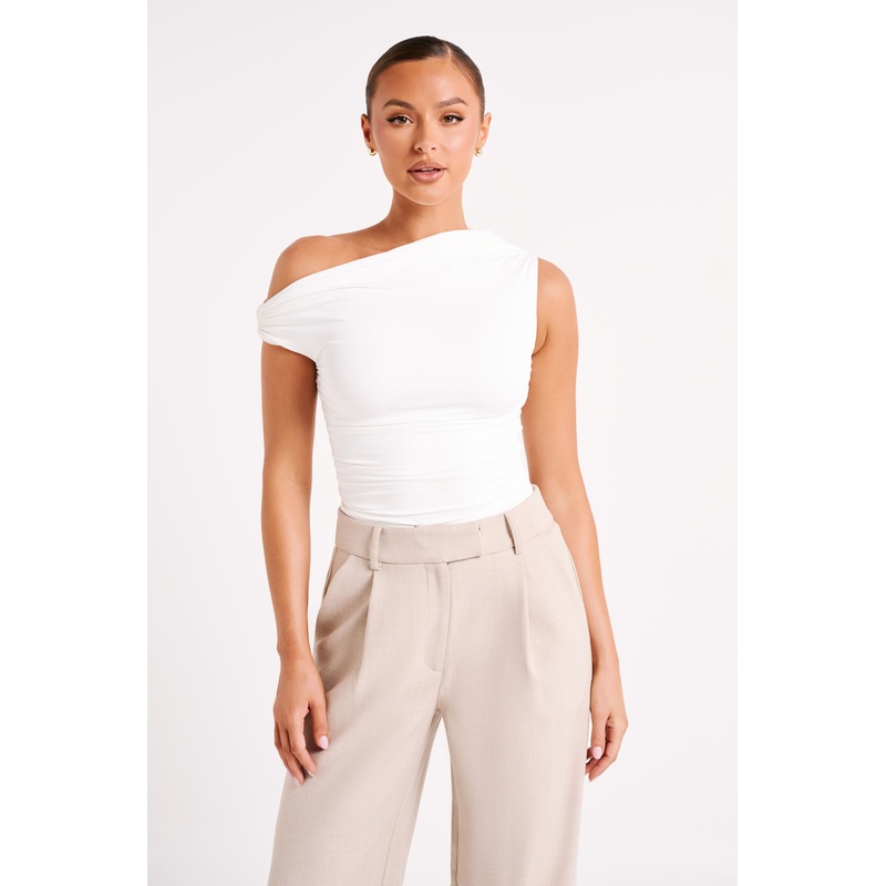 Alayna Recycled Nylon Ruched Top – White XXS