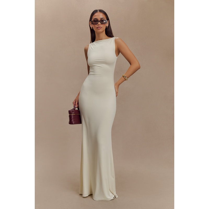 Tarna Sleeveless Slinky Maxi Dress – Bone XXS