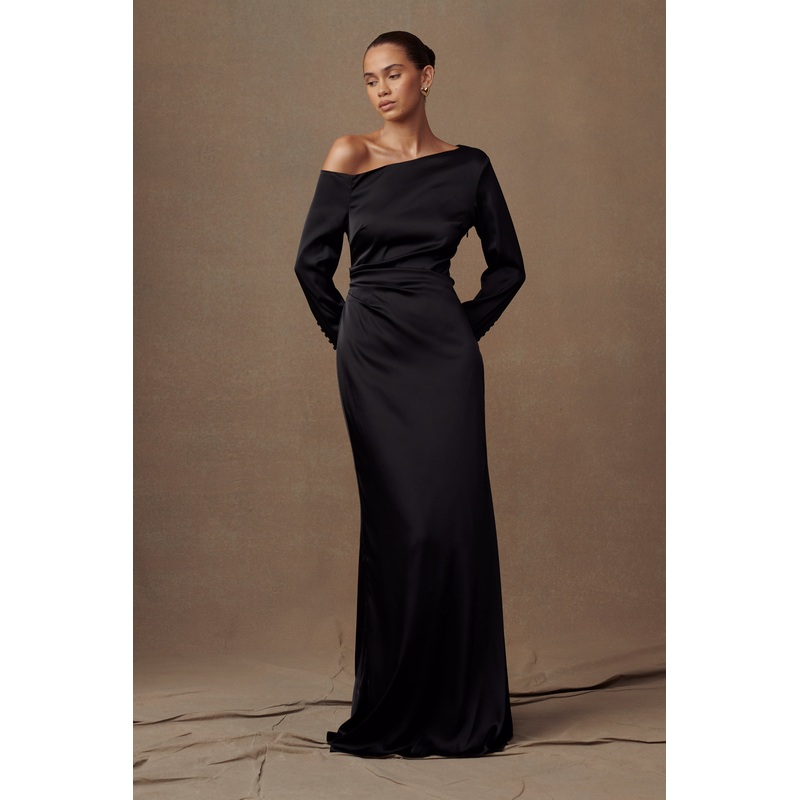 Avery Long Sleeve Maxi Dress – Black XXS