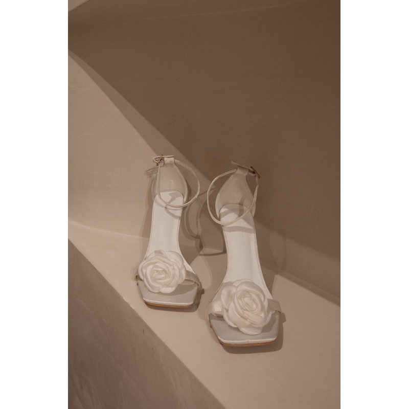 Lara Rose Satin Heel – White 35