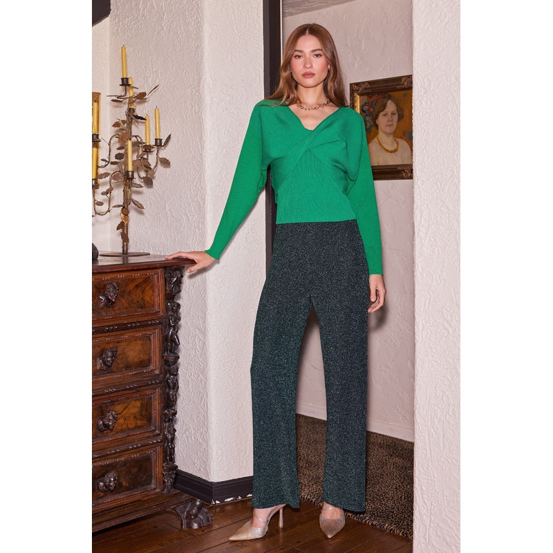 Shimmer Wide Leg Pant Hunter Green XSmall