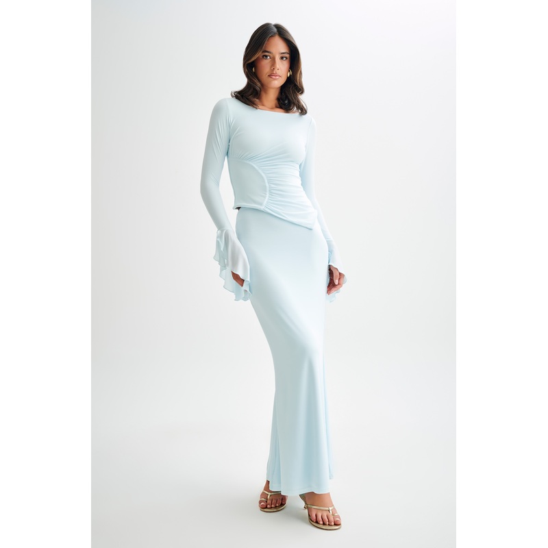 Stevie Bell Sleeve Slinky Top – Sky Blue XXS