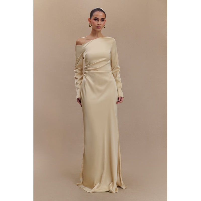 Avery Long Sleeve Maxi Dress – Gold XXS