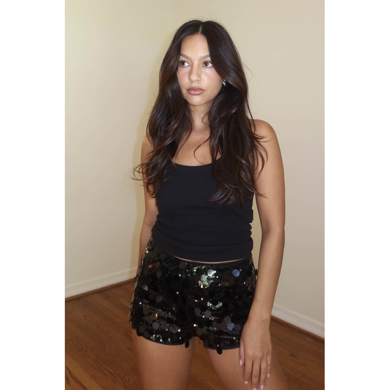 Sequin Low Waisted Shorts Black Small