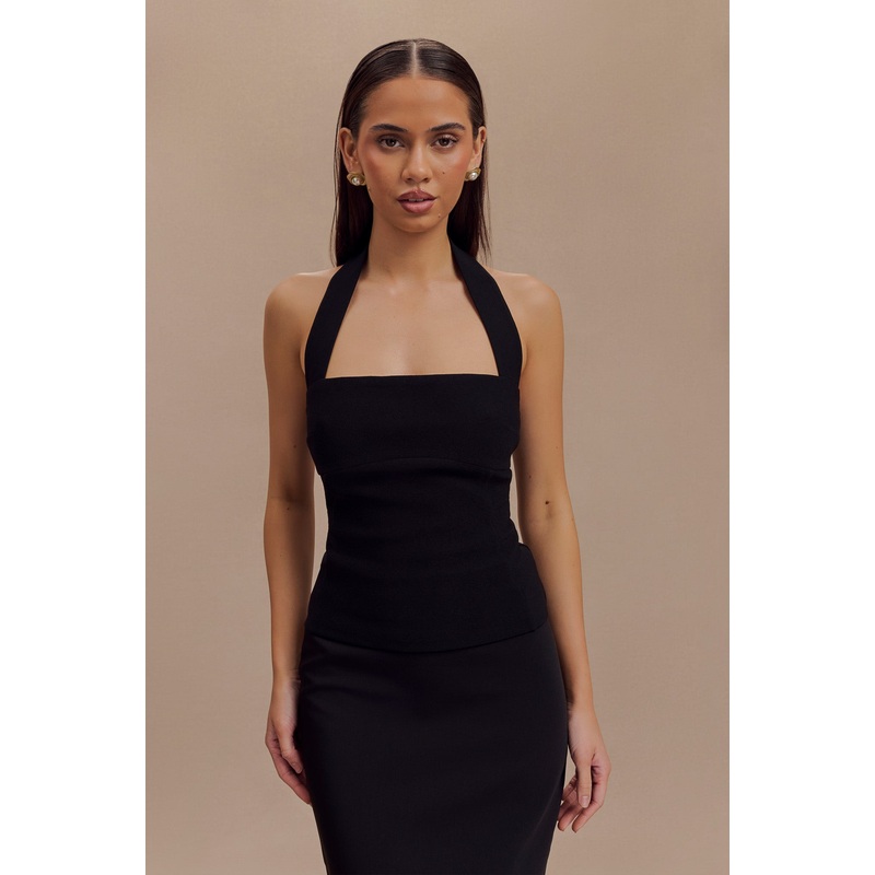 Amelita Suiting Halter Top – Black XXS