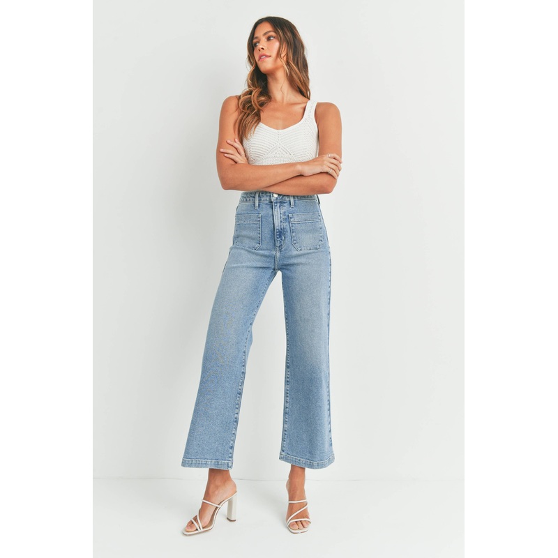 Just Black Denim Patch Pocket Wide Leg LT Denim 24