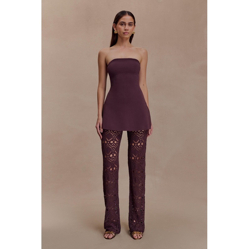 Anette Bandage Knit Strapless Top – Chocolate XXS