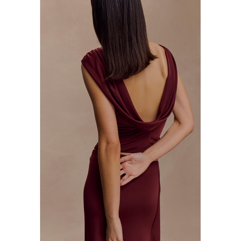 Bridget Slinky Cowl Back Top – Burgundy XXS