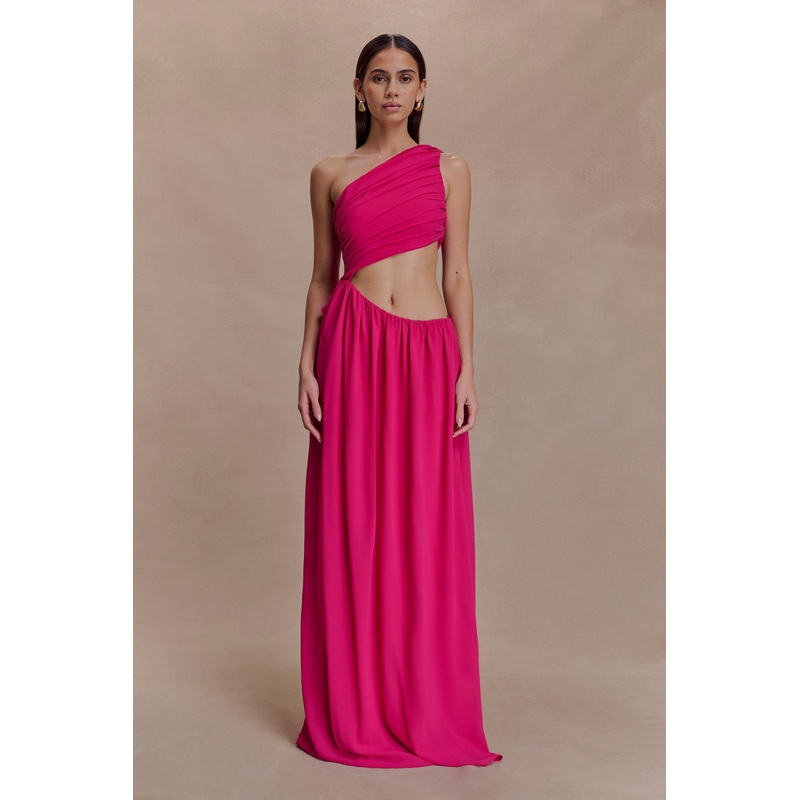 Aria Chiffon Cut Out Maxi Dress – Fuchsia XXS